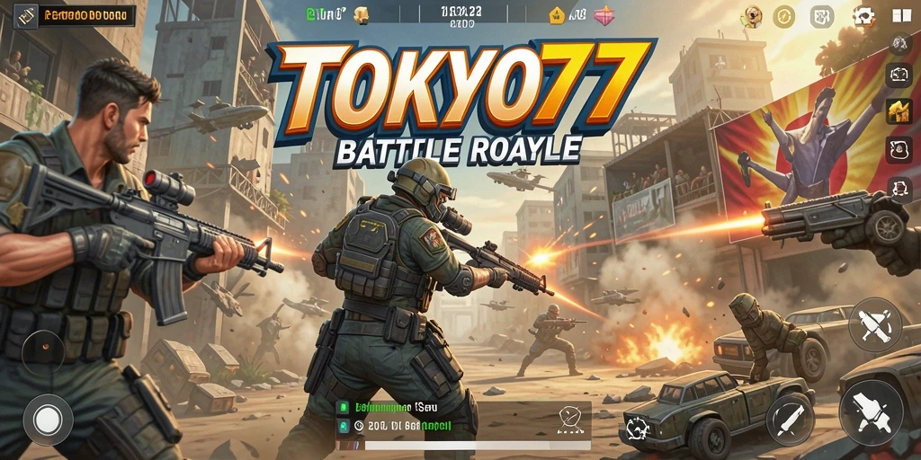Screenshot gameplay TOKYO77 yang menampilkan aksi seru Battle Royale.